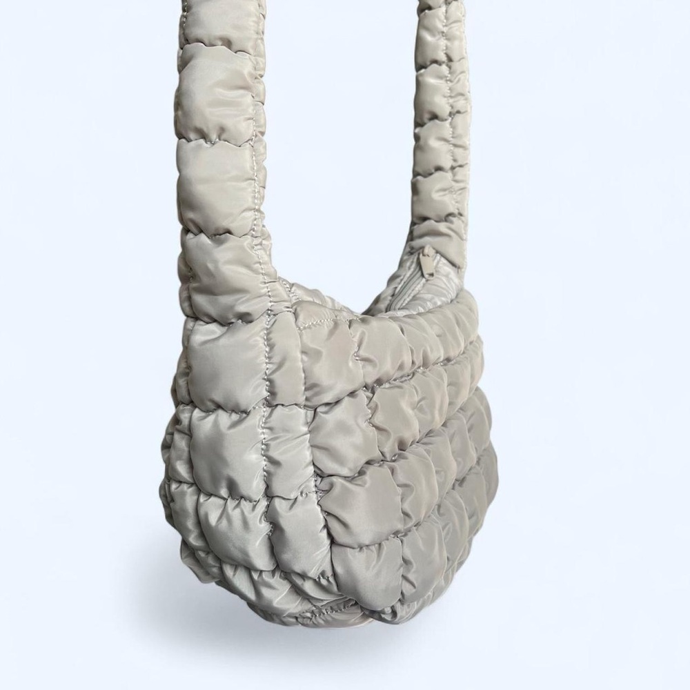 Neutral Taupe/Grey Puffy Cloud Shoulder Bag
